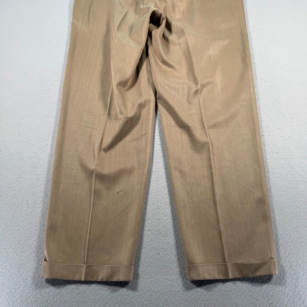 Tommy Bahama Relax Silk Pants Mens 36 Brown Pleated Lightweight Formal Cuffed - Picture 10 of 13